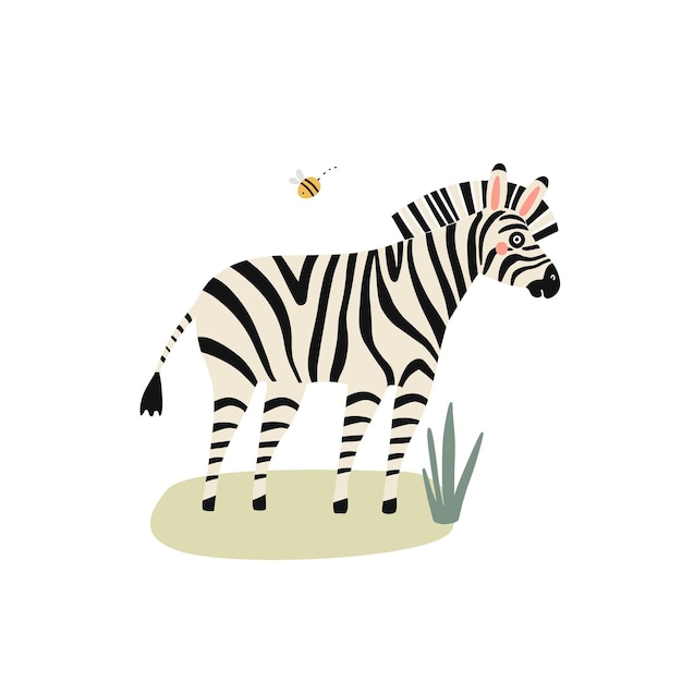 Kreskówka Paski Zebra, Streszczenie Doodle, Wektor. Słodkie Zwierzę Safari.