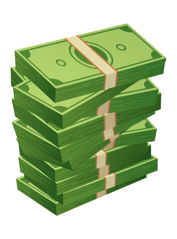 Wektor kreskówka pieniądze papierowe rachunki gotówkowe trzymanie pieniędzy w banku zielone banknoty akumulacja bogactwa i dziedziczenie płaska wektorowa ilustracja pieniędzy obiekty izolowane na białym tle