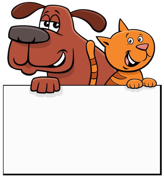 Kreskówka Pies I Kot Z Grafiką Pustej Karty