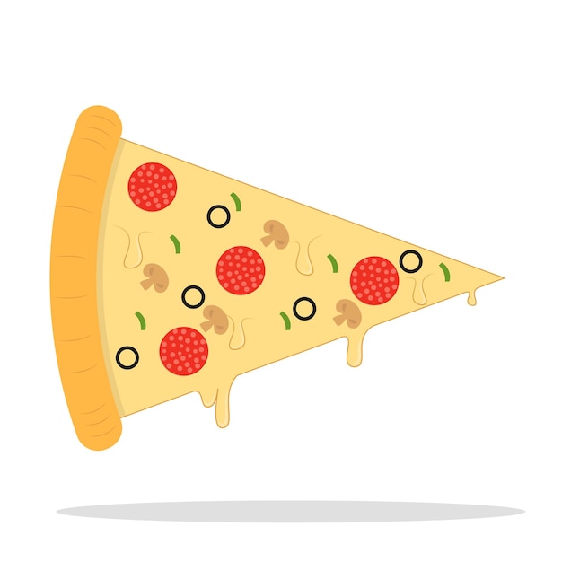Kreskówka Pizza Płaski Wektor Ilustracja Izolowany Na Białym Tle Nadające Się Do Naklejki Plakat żywności I Projektowania Menu