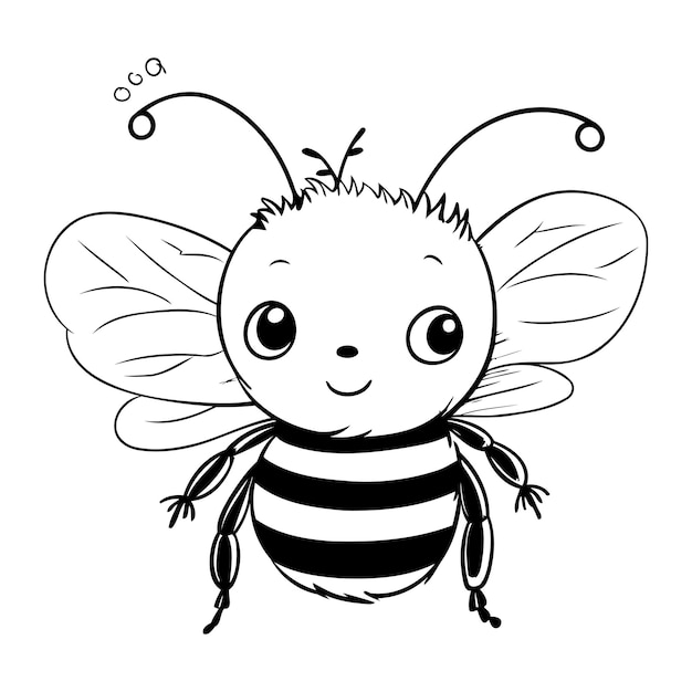 Plik wektorowy kreskówka pszczoła czarno-biała ilustracja wektorowa dla kolorowanka