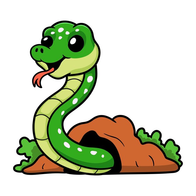 Plik wektorowy kreskówka python ładny zielony drzewo z dziury