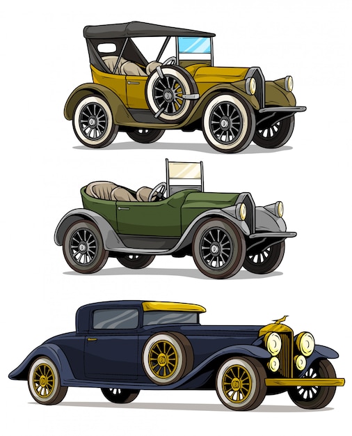 Kreskówka Retro Starodawny Luksusowych Samochodów Zamiennych