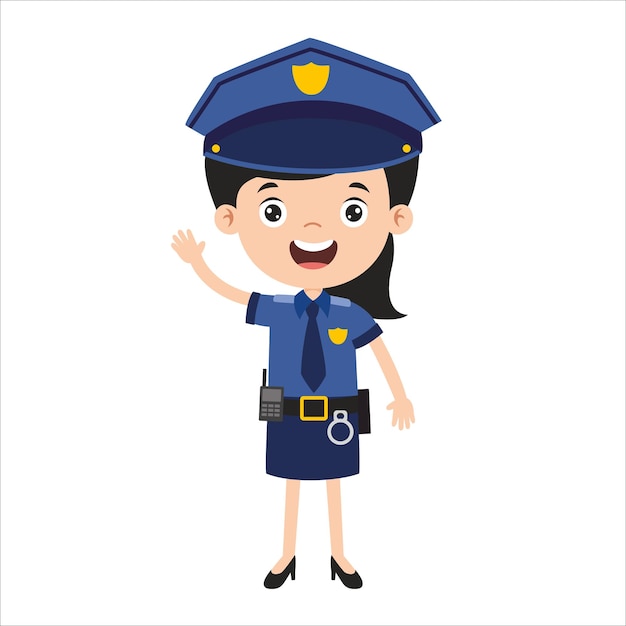 Kreskówka Rysunek Policjanta | Premium Wektor