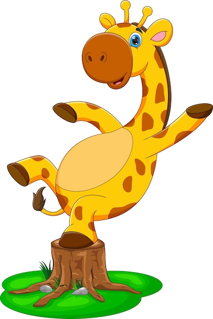 Plik wektorowy kreskówka słodkie dziecko żyrafa stojąca