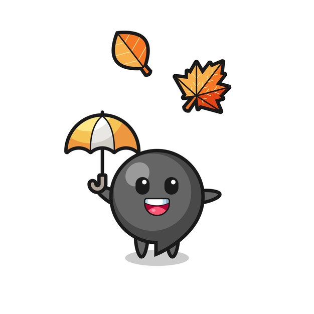 Kreskówka Słodkiego Symbolu Przecinka Trzymającego Parasol Jesienią