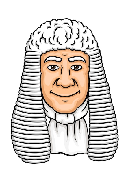 Plik wektorowy kreskówka stary sędzia w białej peruce