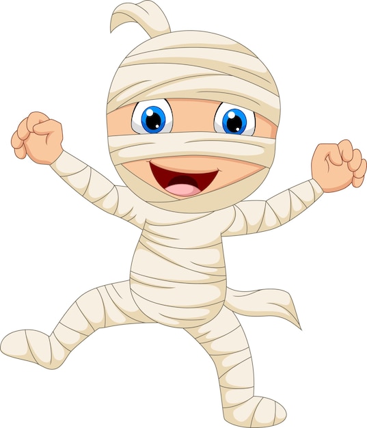 Plik wektorowy kreskówka szczęśliwa mumia na białym tle