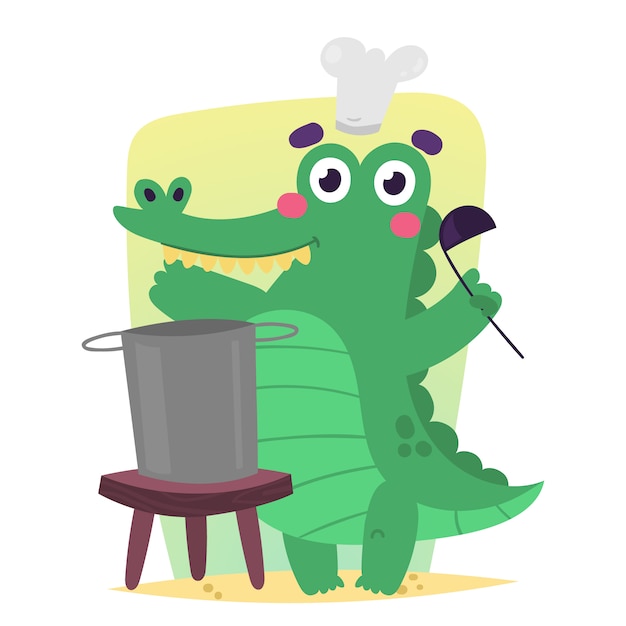 Plik wektorowy kreskówka szef kuchni krokodyl