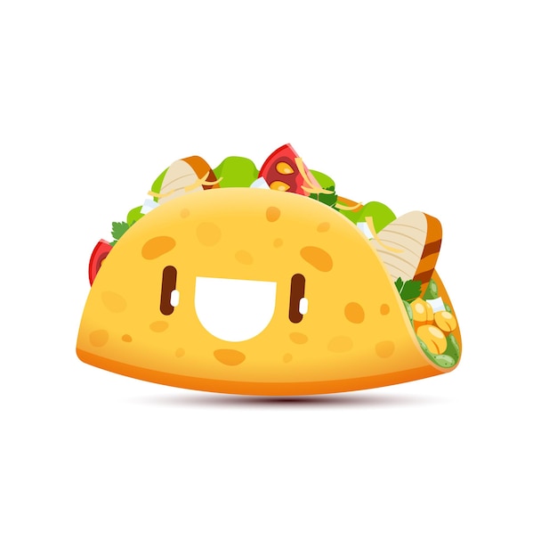 Kreskówka Tacos Kawaii Charakter Wektor Tex Mex