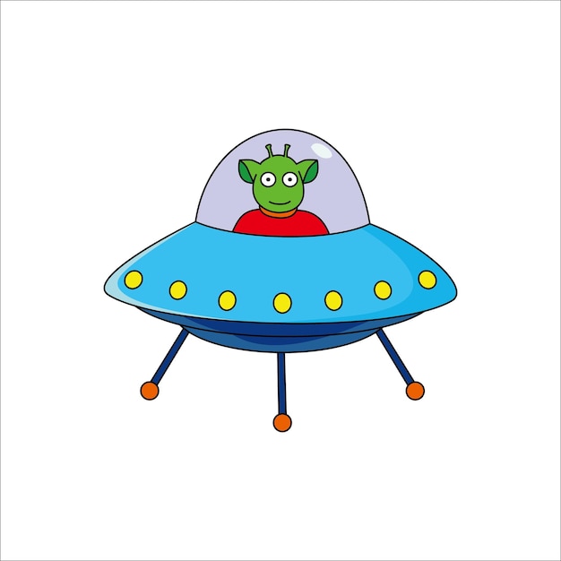 Kreskówka Ufo. Ilustracja Wektorowa ładny Obcych.