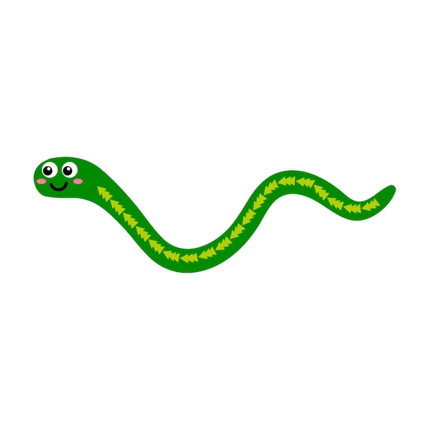 Plik wektorowy kreskówka wąż w dziecięcym stylu płaski na białym tle