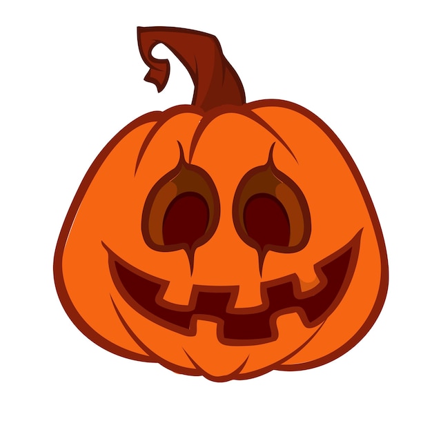 Kreskówka Zabawna Głowa Dyni Halloween Na Białym Tle Ilustracji Wektorowych
