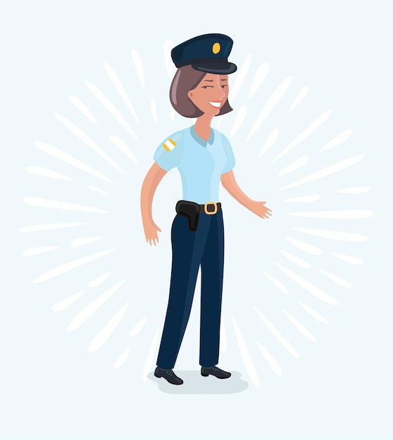 Kreskówka zabawny ilustracja pozie stojącej kobiety policji