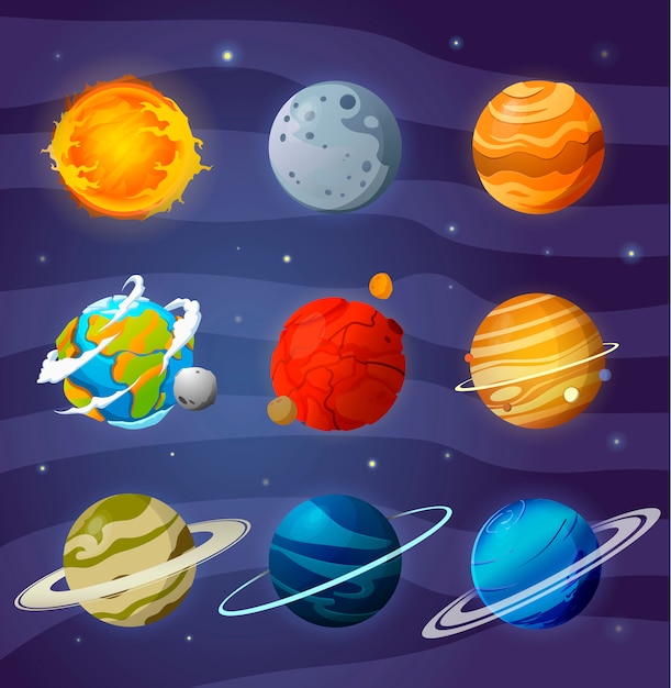 kreskówka zestaw planet
