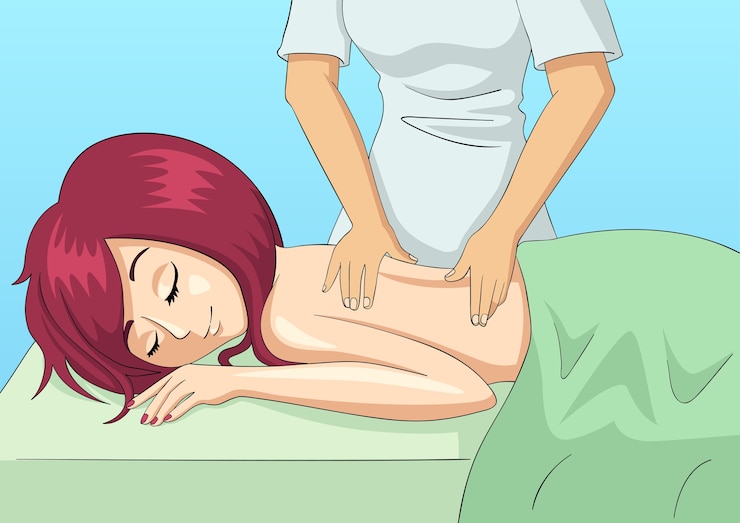 Wektor kreskówki ilustracja kobieta ma masaż