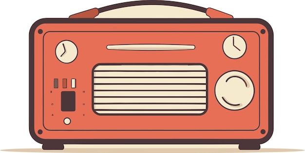 kreskówkowa ilustracja radia z czerwonym radiem na nim