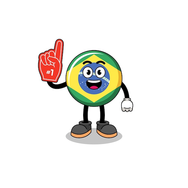 Plik wektorowy kreskówkowa maskotka fanów flagi brazylii numer 1