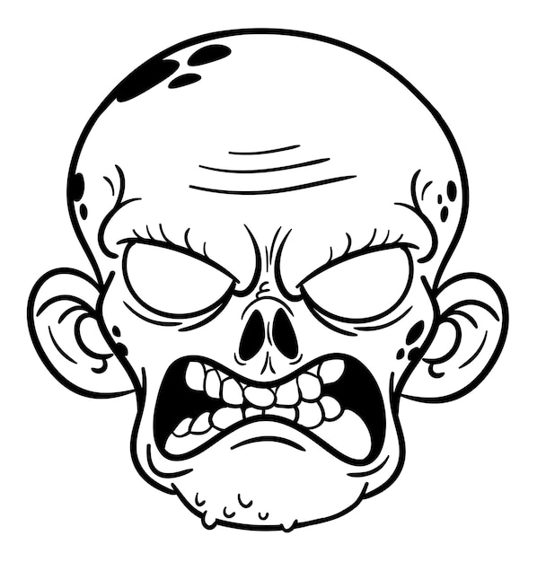 Kreskówkowy zabawny zielony projekt postaci zombie z przerażającym wyrazem twarzy Ilustracja wektora Halloween na białym Plakat strony lub projekt opakowania