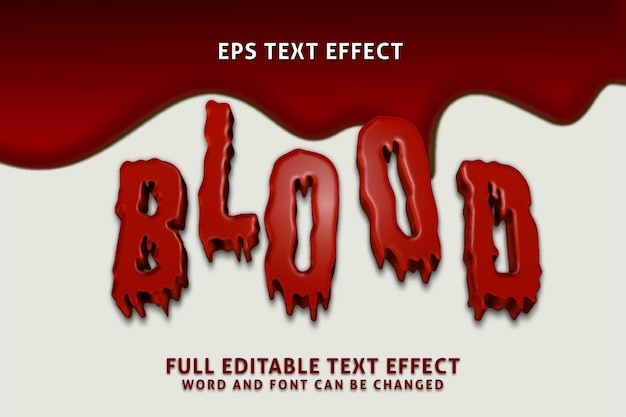 Plik wektorowy krew 3d efekt tekstowy wektory premium