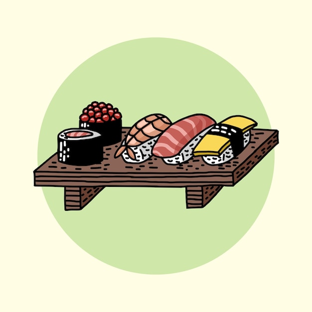 Krewetki Z Tuńczyka łososia I Inne Mięso Sushi Maki Ilustracji