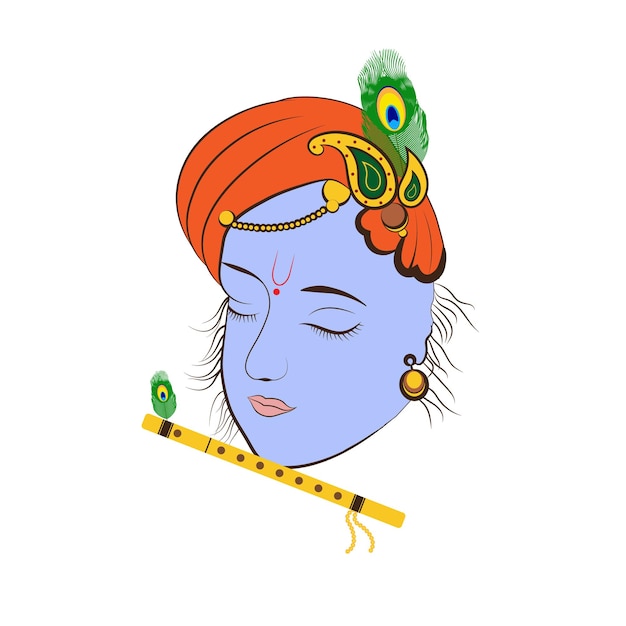 Plik wektorowy krishna janmashtami lub krishna twarz ilustracja indyjskiego festiwalu