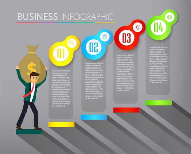 Plik wektorowy krok naprzód pomyślnej koncepcji biznesowej infografika wektor