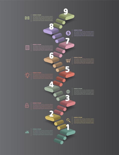Krok Naprzód Pomyślnej Koncepcji Biznesowej Wektora Infografiki Schodów