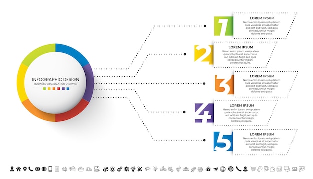 Plik wektorowy kroki wizualizacji danych biznesowych proces osi czasu infografika projekt szablonu z ikonami