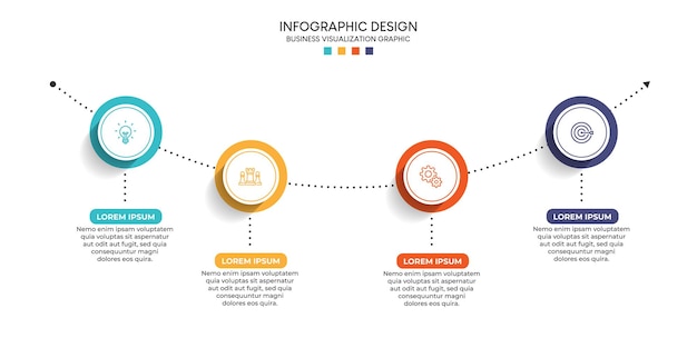 Plik wektorowy kroki wizualizacji danych biznesowych proces osi czasu infografika projekt szablonu z ikonami