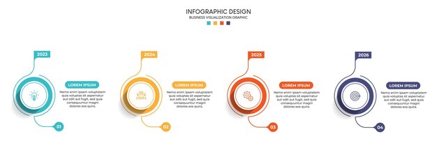 Plik wektorowy kroki wizualizacji danych biznesowych proces osi czasu infografika projekt szablonu z ikonami