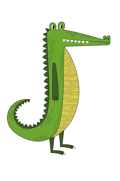 Plik wektorowy krokodyl, aligator. doodle płaski wektor.