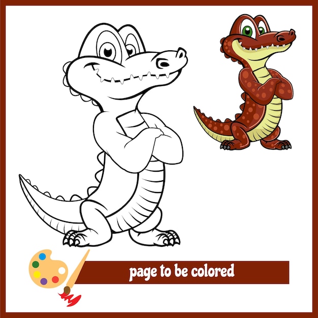 Plik wektorowy krokodyl brązowy kreskówka kolorowanie zdjęć