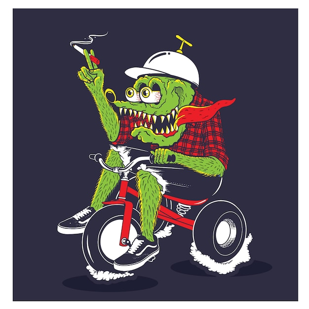 Plik wektorowy krokodyl monster ride bicycle character