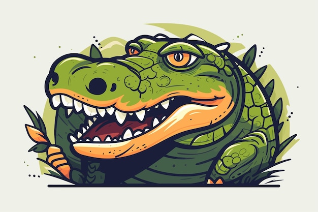 Krokodyl Z Otwartymi Ustami Wektor Ilustracja Maskotka Logo