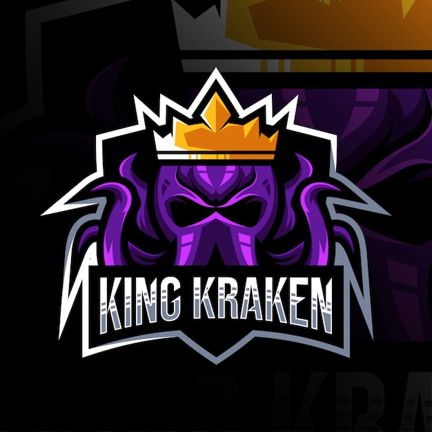 Król Kraken Maskotka Logo Szablon E-sportu