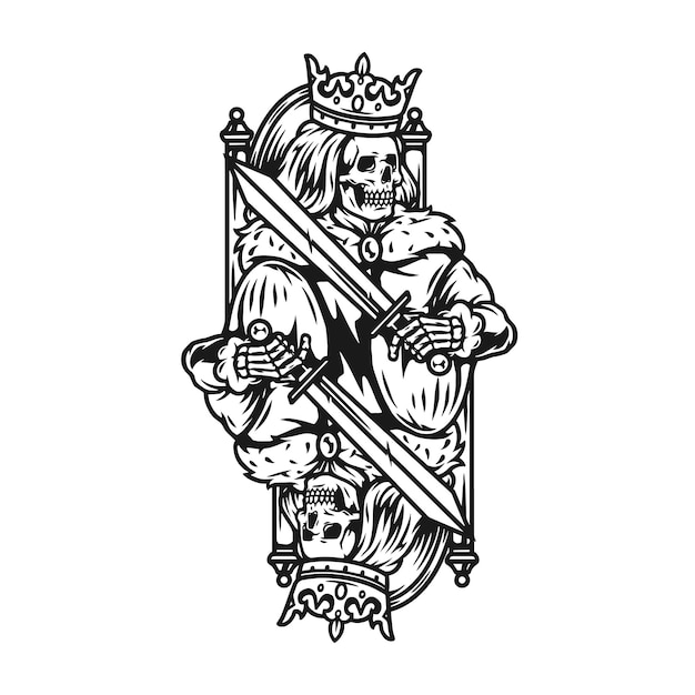 Plik wektorowy król szkieletów dla koncepcji karty pokera