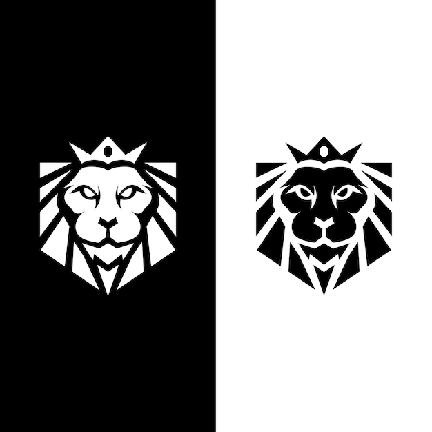 Królewski Król Lew Symbole Korony Lew Zwierzę Logo Premium Luksusowa Marka Tożsamości Ikona Ilustracja Wektorowa