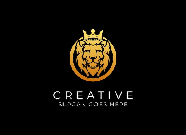 Plik wektorowy królewskie symbole korony króla lwa eleganckie złote logo zwierząt leo premium luksusowa ikona tożsamości marki vec