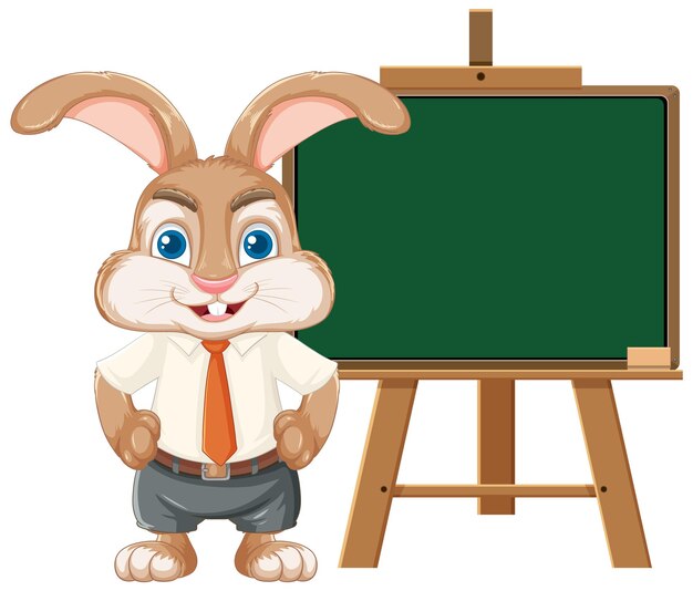 Plik wektorowy królik edukator z ilustracją na tablicy