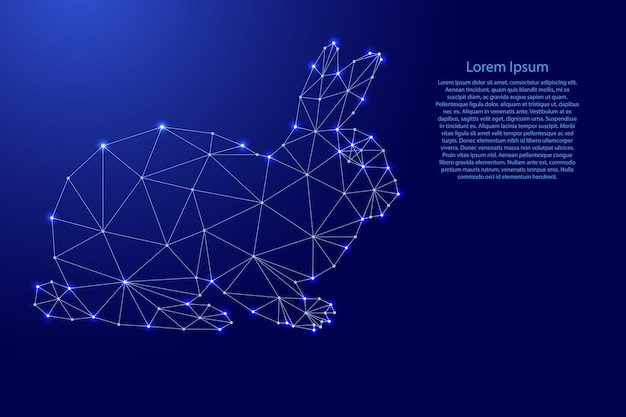 Królik Symbol Horoskopu Według Kalendarza Wschodniego Z Futurystycznych Wielokątnych Niebieskich Linii I świecących Gwiazd Na Baner Plakat Kartkę Z życzeniami Ilustracji Wektorowych