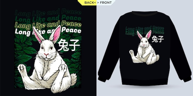 Plik wektorowy królik zodiaku symbolizuje długowieczność i spokój przedstawione przez shirt mock up