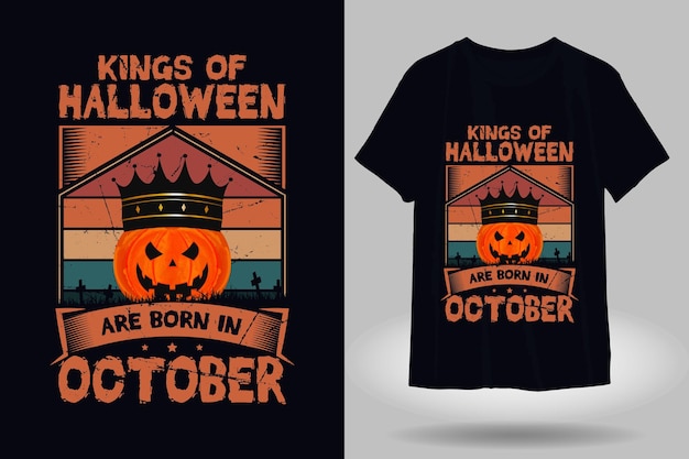 Królowie Halloween Rodzą Się W Październiku W Stylu Vintage Retro T-shirt