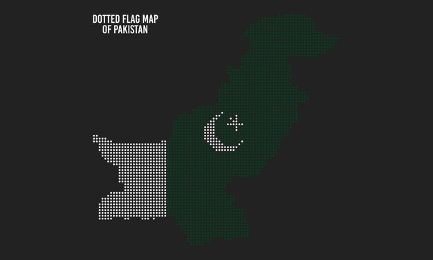 Plik wektorowy kropkowana mapa flaga pakistanu ilustracji wektorowych z ciemnym tłem