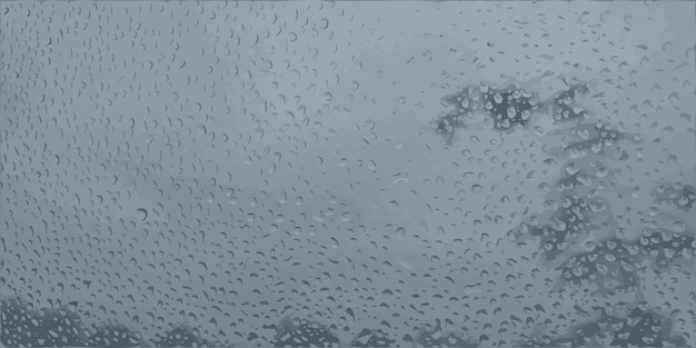 Krople deszczu na niebieskim tle bąbelki czystej wody na szybie Abstrakcyjne tło