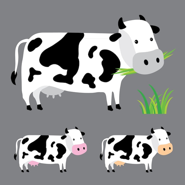 Plik wektorowy krowa gospodarstwo rolne ładny charakter kreskówka wektor