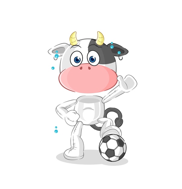 Krowa Gra W Piłkę Nożną Wektor Znaków