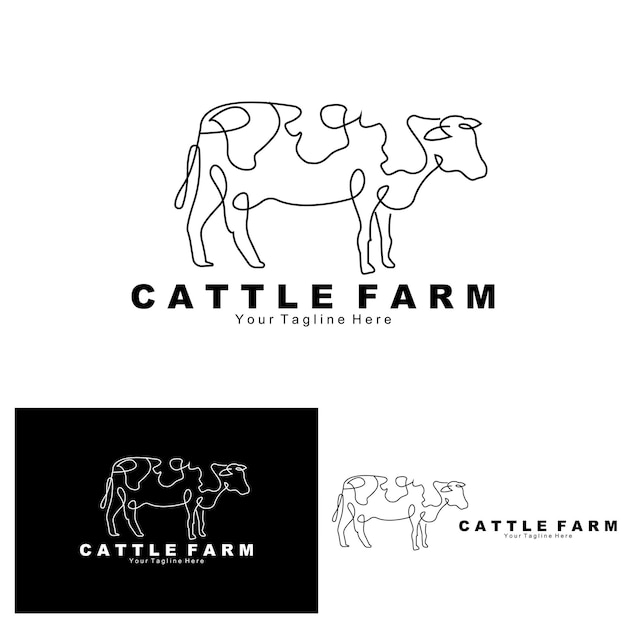 Krowa logo zwierząt hodowla bydła mlecznego projektowanie ilustracji zwierząt gospodarskich
