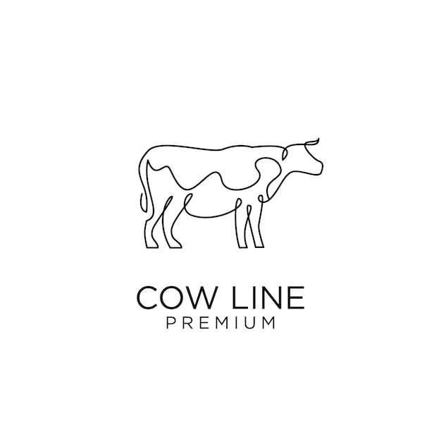 Krowa pojedyncza linia wektor logo ilustracja minimalistyczny czarny szkic liniowy na białym tle