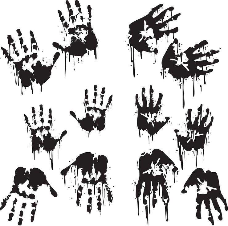 Wektor krwawy odcisk dłoni wektor clipart zestaw